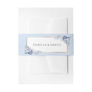 Elegantes Powder Blue & Gold Floral Wedding Einladungsbanderole