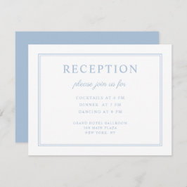 Elegantes Powder Blue Script Hochzeitsempfang Begleitkarte
