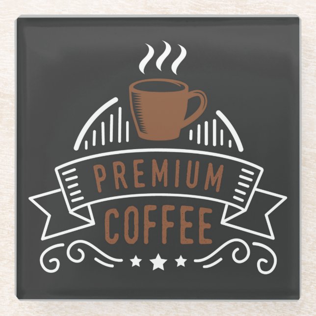 Elegantes Premium Coffee Design Logo Glasuntersetzer (Vorderseite)