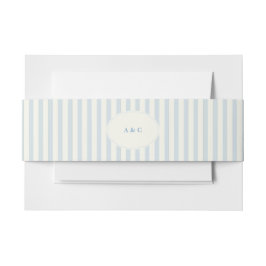 Elegantes Preppy French Blue Stripes Monogram Einladungsbanderole