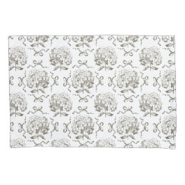 Elegantes Preppy-Hydrangea-Bow-Beige-Toile-Muster Kissenbezug