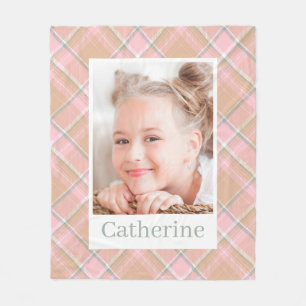Elegantes Preppy Personalisiert Girl Foto Fleecedecke