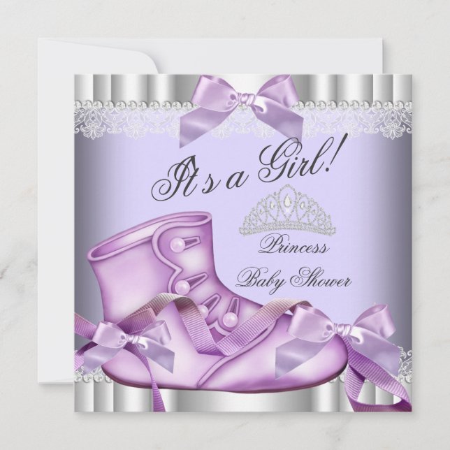 Elegantes Princess Baby Shower Girl Lavender Lease Einladung (Vorderseite)