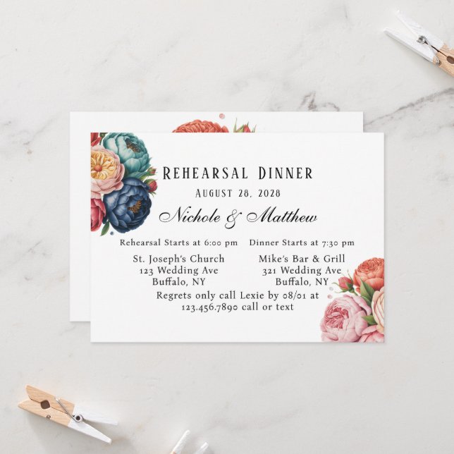 Elegantes Probe Blumenkraut Abendessen Einladung (Vorderseite/Rückseite Beispiel)