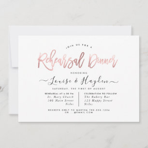 Elegantes Probeessen, Rose Gold Moderne Schrift Ankündigung