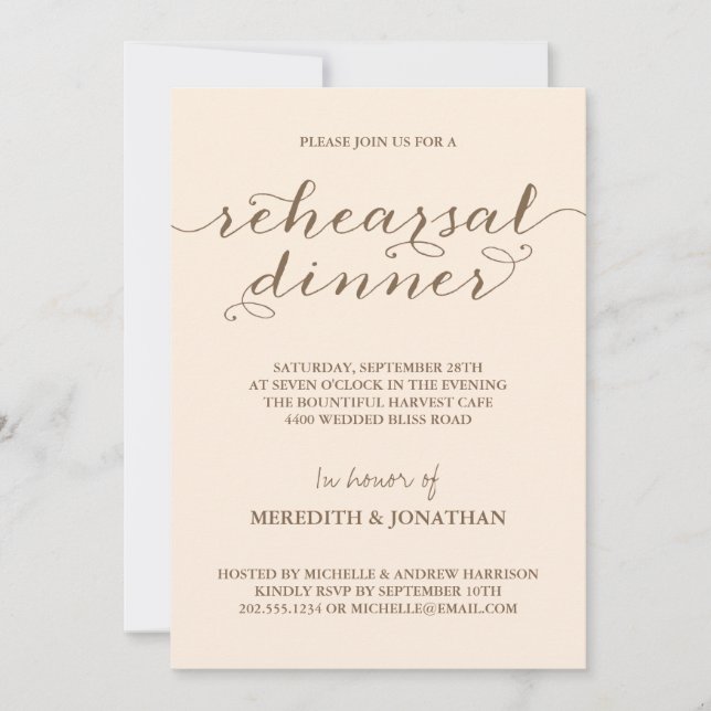 Elegantes Proben-Abendessen Einladung (Vorderseite)