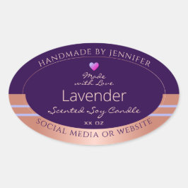 Elegantes Produktverpackungslabel Lila Rose Gold Ovaler Aufkleber