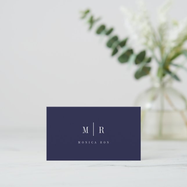 Elegantes Professionelles Einfaches Monogramm Mini Visitenkarte (Stehend Vorderseite)