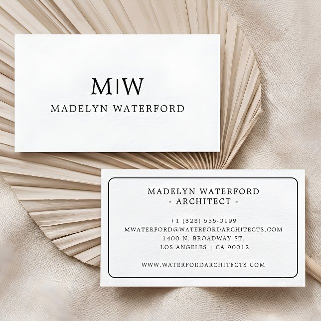 Elegantes Professionelles Einfaches Monogramm Mini Visitenkarte (Elegant Professional Simple Monogram Minimalist Business Card)