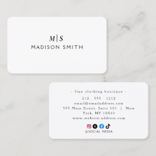 Elegantes Professionelles Einfaches Monogramm Mini Visitenkarte