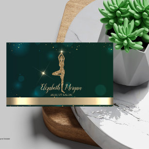 Elegantes professionelles goldenes Glitter-Yoga-Mä Visitenkarte