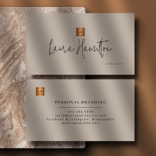 Elegantes professionelles Monogramm beige Visitenkarte