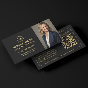 Elegantes professionelles Realtor-Foto Schwarz Mar Visitenkarte