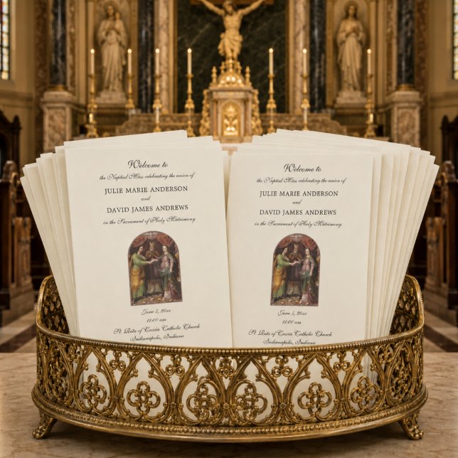 Elegantes Programm der katholischen Hochzeitsmesse (Von Creator hochgeladen)