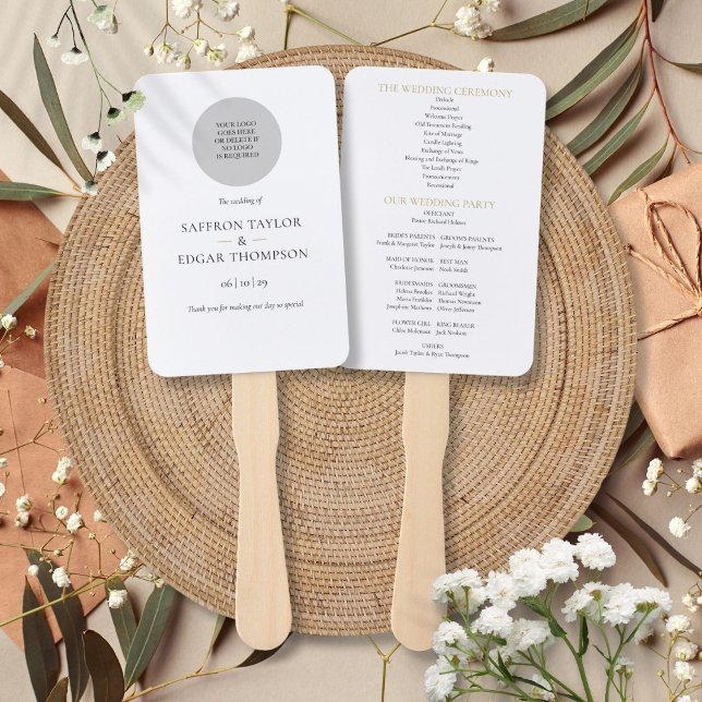 Elegantes Programm für moderne Hochzeitslogos Fächer (Elegant Modern Wedding Logo Program Hand Fan)