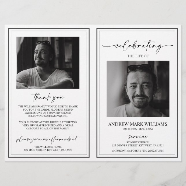 Elegantes Programm zur Beerdigung (Vorderseite)