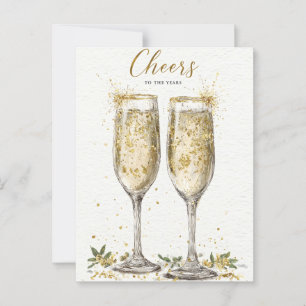 Elegantes "Prost auf die Jahre" Golden Champagner Postkarte