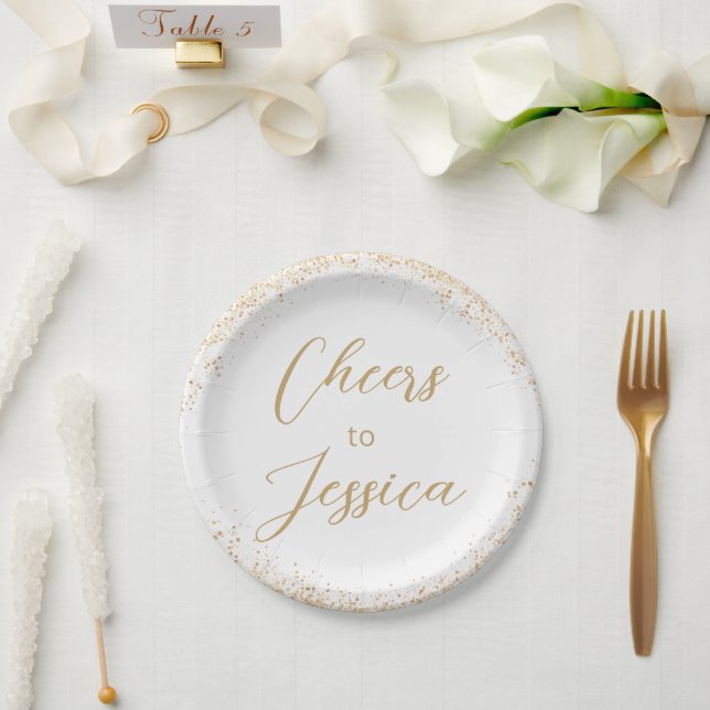 Elegantes Prost-Skript Glitter-Geburtstagsfeier  Pappteller (Hochzeit)