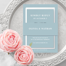 Elegantes Pulver Blau mit weißem Text | Hochzeit Einladungsbanderole