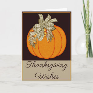 Elegantes Pumpkin Design 2 Erntedank wünscht Karte