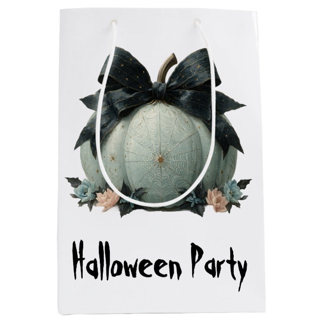 Elegantes Pumpkin Halloween-Party Design Mittlere Geschenktüte (Vorderseite)