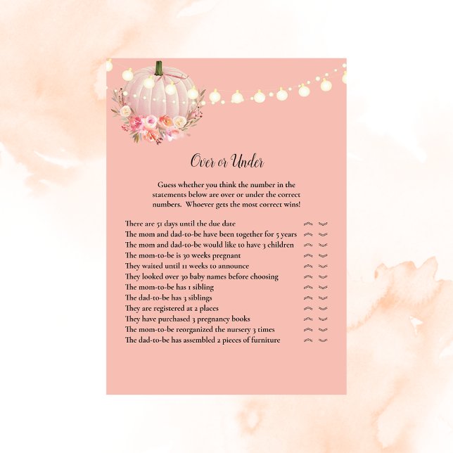 Elegantes Pumpkin Over oder Under Baby Shower Game Einladung (Von Creator hochgeladen)