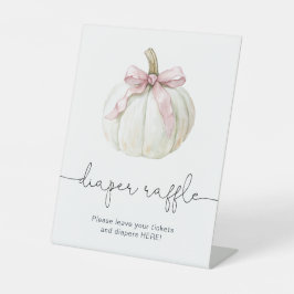 Elegantes Pumpkin & Pink Bow Diaper Raffle Sign Sockelschild