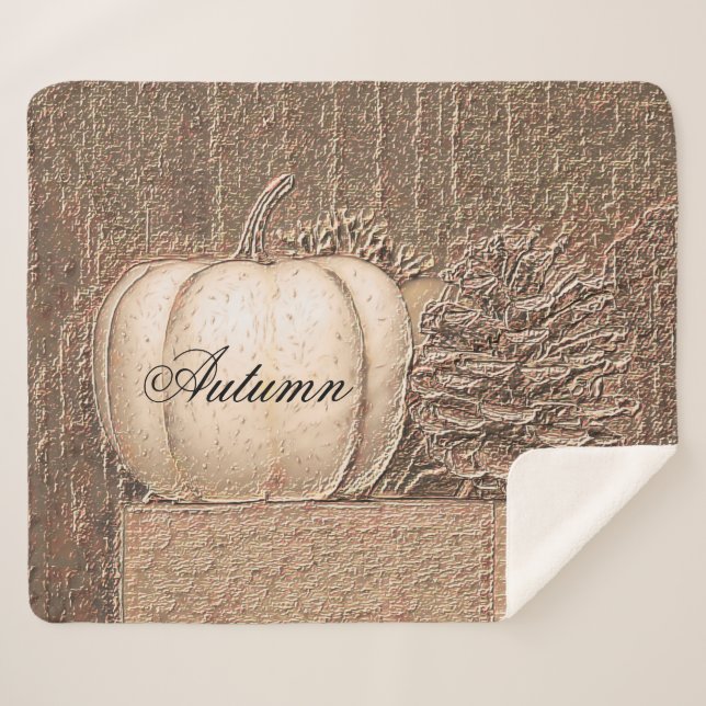 Elegantes Pumpkin White Gold Metallic Fall Country Sherpadecke (Vorderseite (Horizontal))