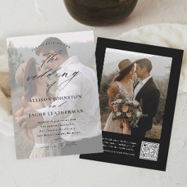 Elegantes QR Code Foto Hochzeit Einladung