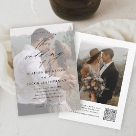 Elegantes QR Code Foto Hochzeit Einladung