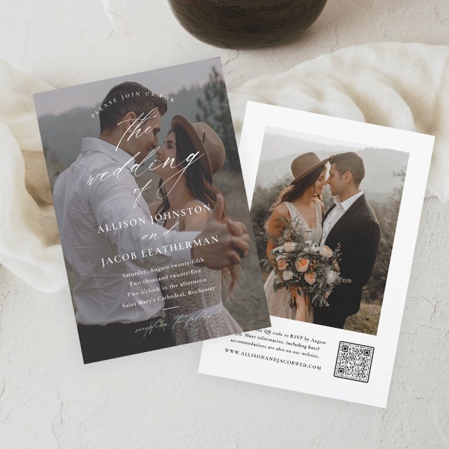 Elegantes QR Code Foto Hochzeit Einladung (Von Creator hochgeladen)