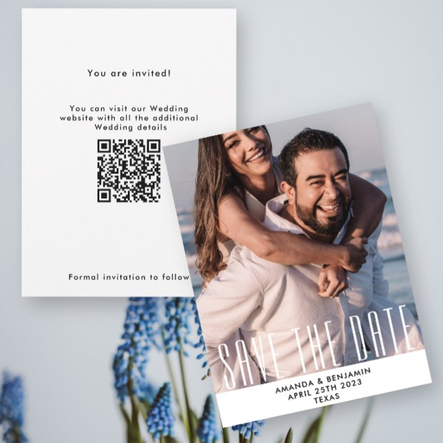 Elegantes QR Code Foto Hochzeit Save the Date (Von Creator hochgeladen)