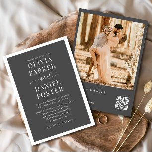 Elegantes QR Code Foto Minimalistisch Moderne Hoch Einladung