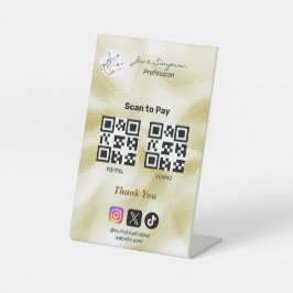 Elegantes QR-Code-Logo Gold-Textur Podest-Schild Sockelschild