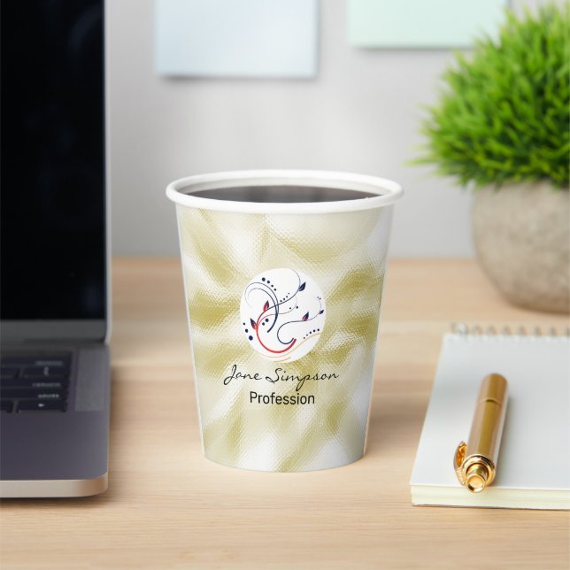 Elegantes Qr-Code-Logo Goldstruktur Pappbecher (InSitu)