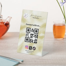 Elegantes Qr-Code-Logo Goldstruktur Sockelschild