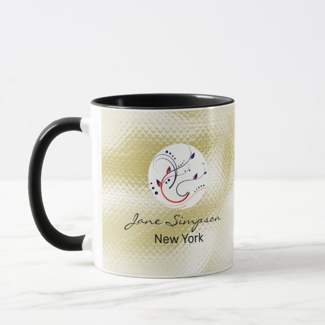Elegantes QR-Code-Logo Goldstruktur Tasse (Links)