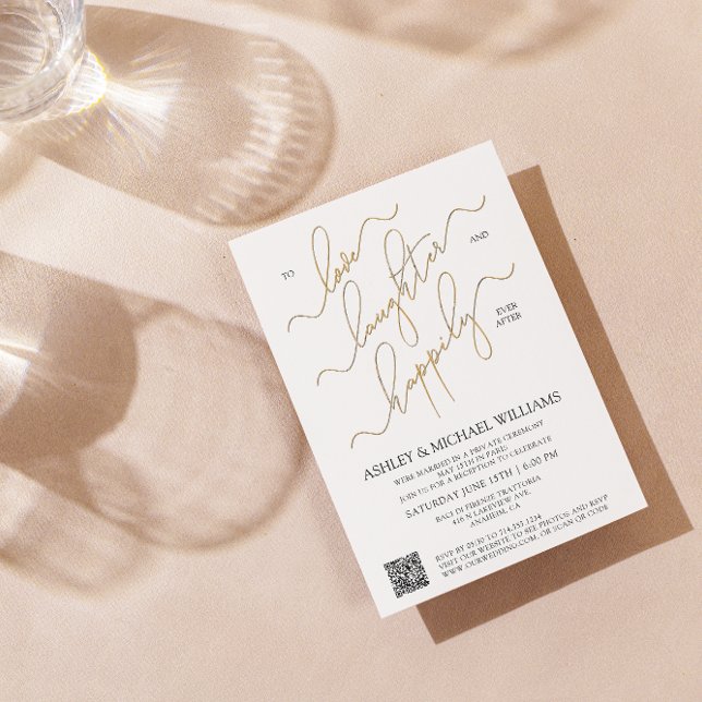 Elegantes QR-Code-Skript glücklich immer nach dem  Einladung (United in Love! Now, Let's Share Laughter and Happily Ever After. Join Our Celebration! 💕🎉)