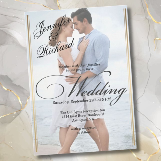 Elegantes QR Code UAWG Foto Moderne Hochzeit Einladung (Von Creator hochgeladen)