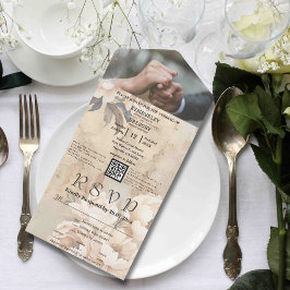 Elegantes QR-Foto für Weißcremepeony All In One Einladung