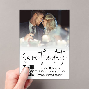 elegantes qr-Foto mit trendy Skripten Save the Dat Acryleinladungen