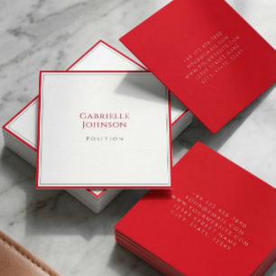 Elegantes Quadrat Rot und Weiß Minimalistisch Quadratische Visitenkarte