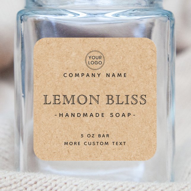 Elegantes, quadratisches Kraftpapier - Produktetik Quadratischer Aufkleber (Von Creator hochgeladen)