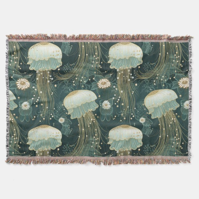 Elegantes Quallyfish Muster - Individuelle Name Decke (Vorderseite)