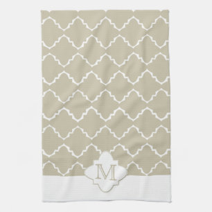 Elegantes Quatrefolienmuster - Latte White Geschirrtuch