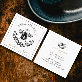 Elegantes Queen Bee Schwarz-weiß Gold Business Quadratische Visitenkarte