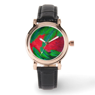Elegantes Quetzal-Federdesign Armbanduhr