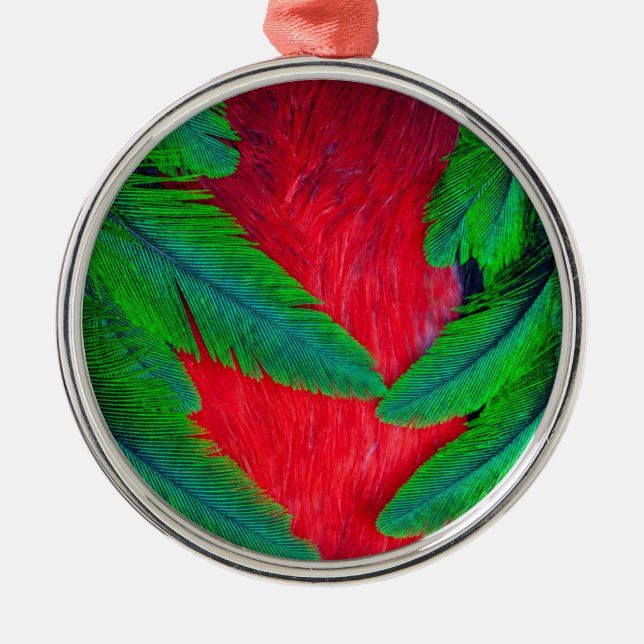 Elegantes Quetzal-Federdesign Silbernes Ornament (Vorne)