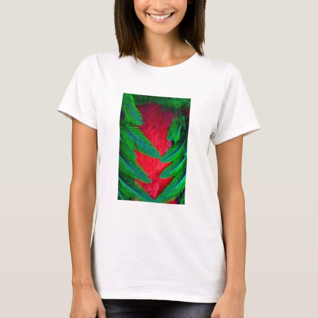 Elegantes Quetzal-Federdesign T-Shirt (Vorderseite)