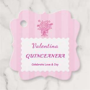 Elegantes Quinceañera-Blumenbouquet Rosa & Weiß Geschenkanhänger